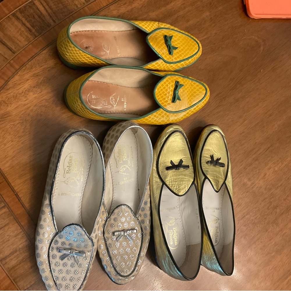Vintage Belgium Shoes/loafers size 5 medium three pair